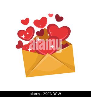Lettera d'amore vettoriale con cuore. Un cartello con una busta amorevole o un messaggio romantico. Regalo romantico. Biglietto d'invito. Romanticismo e passione, l'invito di San Valentino. Illustrazione Vettoriale