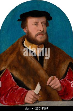 Ritratto di Jakob Omphalius (1500-1567), 1538/39. In vista del loro matrimonio nel 1539, Elisabeth Bellinghausen e Jakob Omphalius commissionarono un dittico al pittore di Colonia BartholomäUS Bruyn il Vecchio (1493-1555). Foto Stock