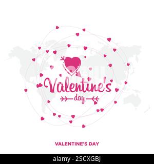 Buon San Valentino tipografia illustrazione vettoriale. Modello romantico per festeggiare san valentino il 14 febbraio. Sfondo, volantino, poster Illustrazione Vettoriale