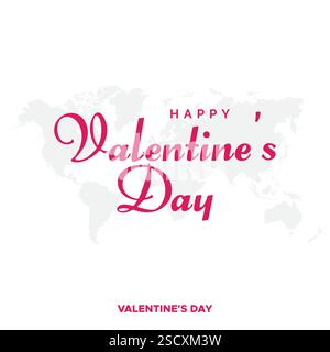 Buon San Valentino tipografia illustrazione vettoriale. Modello romantico per festeggiare san valentino il 14 febbraio. Sfondo, volantino, poster Illustrazione Vettoriale