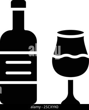 Illustrazione del design dell'icona Vector della bottiglia di vino Illustrazione Vettoriale