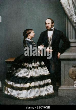 Regina Vittoria e Alberto, Principe consorte, 1861 (1964). Una stampa da "King Edward the Seventh", di Philip Magnus, William Clowes and Sons Ltd, Londra, 1964. (Stampa a colori in bianco e nero). Foto Stock