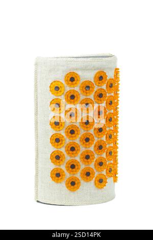 Aсcupuncture massaggiatore a cuscino. Applicatore Kuznetsov. Isolato su sfondo bianco. Foto Stock