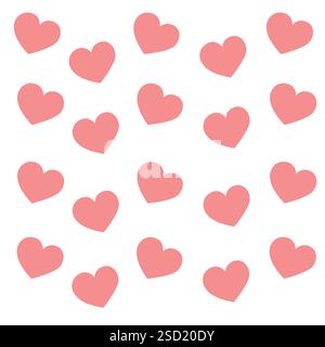 Motivo a cuore senza cuciture disegnato a mano sul bianco per San Valentino Illustrazione Vettoriale