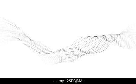Scheda ondulata astratta o poster. Mezzitoni piccoli puntini di sfondo. Illustrazione Vettoriale