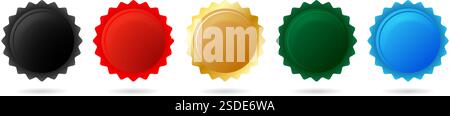 Illustrazione vettoriale timbri o etichette colorate isolate su sfondo bianco per presentazioni e grafica informativa Illustrazione Vettoriale