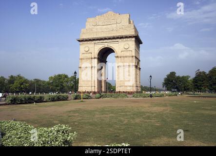 India Gate originariamente chiamato All India War Memorial Monument, Rajpath, nuova Delhi, India, Asia Foto Stock