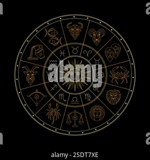 Cerchio zodiaco astrologico Illustrazione Vettoriale