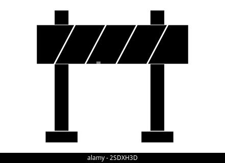 Cartello di blocco stradale, icona di protezione, simbolo. Recinzione di confine, equipaggiamento. sistema di sicurezza. Barriera stradale. Illustrazione vettoriale Illustrazione Vettoriale