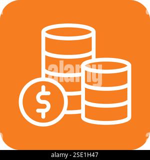 Illustrazione del disegno dell'icona del vettore Coins Illustrazione Vettoriale