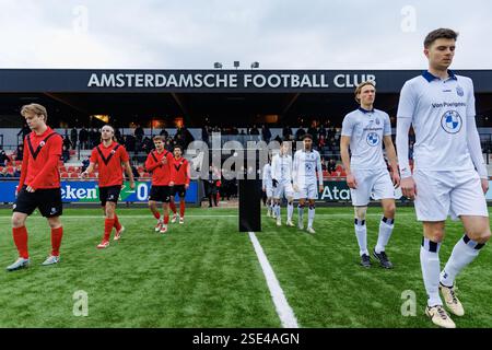 Amsterdam, Paesi Bassi. 8 febbraio 2025. AMSTERDAM 08-02-2025, Sportpark goed Genoeg, Tweede Divisie Football, Betnation League stagione 2024/ 2025 AFC - Koninklijke HFC Player AFC credito: Pro Shots/Alamy Live News Foto Stock