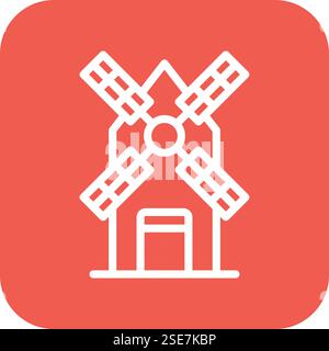 Illustrazione di progettazione dell'icona Vector del mulino a vento Illustrazione Vettoriale
