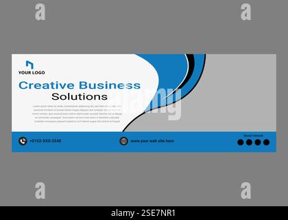 Modello di copertina per social media di marketing aziendale creativo, design di banner di copertina per social media aziendali, Illustrazione Vettoriale