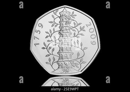 La rara moneta da 50 pence del Regno Unito dei Kew Gardens Foto Stock