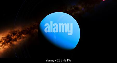 Urano ha 13 anelli planetari ed è il settimo pianeta dal sole e il terzo pianeta più grande del nostro sistema solare. Foto Stock