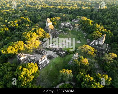 Grande Plaza, Tikal, Guatemala Foto Stock