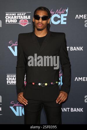 Miami, Stati Uniti. 8 febbraio 2025. MIAMI, FLORIDA - 08 FEBBRAIO: Josh Christopher #8 dei Miami Heat partecipa al 15° Annual Miami Heat Charitable Gala al Kaseya Center l'8 febbraio 2025 a Miami, Florida. Crediti: SIPA USA/Alamy Live News Foto Stock