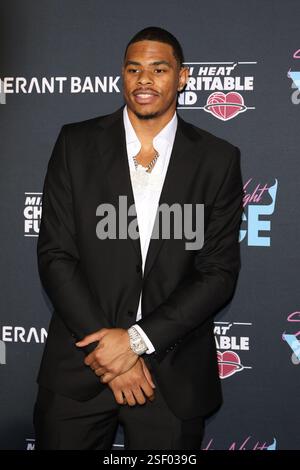 Miami, Stati Uniti. 8 febbraio 2025. MIAMI, FLORIDA - 08 FEBBRAIO: Keshad Johnson #16 dei Miami Heat partecipa al 15° Miami Heat Charitable Gala al Kaseya Center l'8 febbraio 2025 a Miami, Florida. Crediti: SIPA USA/Alamy Live News Foto Stock