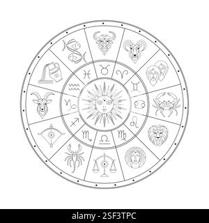 Cerchio zodiaco astrologico Illustrazione Vettoriale
