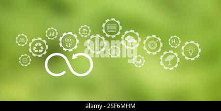 Carta ambientale circolare verde produzione di modelli industriali sostenibili riciclo Foto Stock