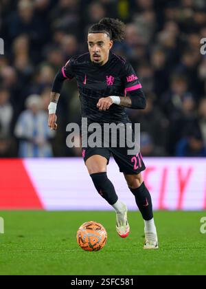 Brighton e Hove, Regno Unito. 8 febbraio 2025. Brighton e Hove Brighton, Inghilterra, 2025 8 febbraio. Malo gusto del Chelsea durante la partita di football del quarto turno dell'Emirates fa Cup tra Brighton & Hove Albion e Chelsea all'American Express Stadium, Inghilterra. (David Horton/SPP) (David Horton/SPP) credito: SPP Sport Press Photo. /Alamy Live News Foto Stock