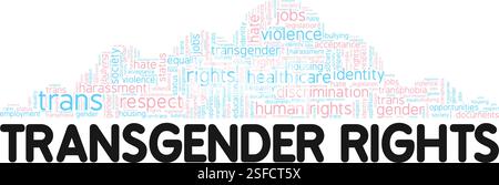 Design concettuale Word cloud Trans Rights isolato su sfondo bianco. Illustrazione Vettoriale
