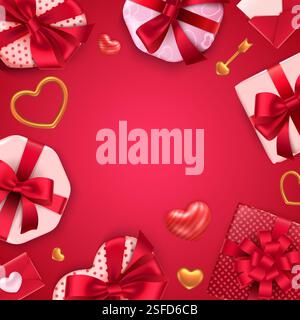 Sfondo della cornice regalo di San Valentino Illustrazione Vettoriale