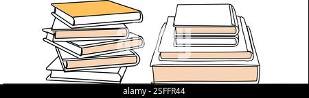 libri che disegnano in un unico vettore isolato a linea continua Illustrazione Vettoriale