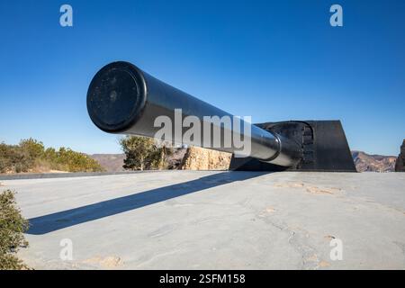 Particolare di uno dei cannoni della batteria di Castillitos a Cabo Tioso a Cartagena, regione di Murcia, Spagna Foto Stock