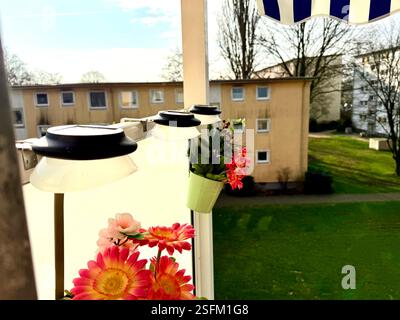 Luci da giardino con batteria solare. Closeup shot Foto Stock