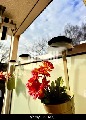 Luci da giardino con batteria solare. Closeup shot Foto Stock