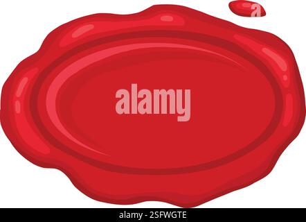 Francobollo in cera. Timbro francobollo vintage, etichette in cera rosse, icona a forma di vettore piatto con sigillo postale medievale. Francobolli postali in paraffina Illustrazione Vettoriale