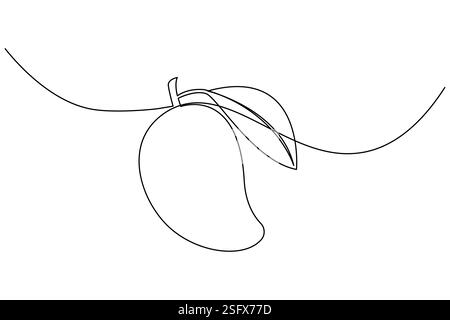 Il disegno a una linea di mango Fruit e lo stile minimalista isolano l'illustrazione vettoriale del contorno Illustrazione Vettoriale