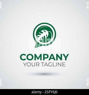 modello di design del logo green talk Illustrazione Vettoriale