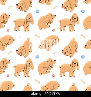 Modello senza cuciture di cani carini Illustrazione Vettoriale