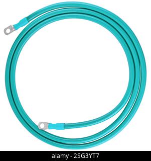 Cavo di alimentazione flessibile con terminali affidabili. Adatto per il collegamento di batterie automobilistiche e industriali. Foto Stock