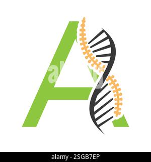 Lettera iniziale A logo Spin Therapy, simbolo ortopedico per il settore medico e sanitario icona Illustrazione Vettoriale