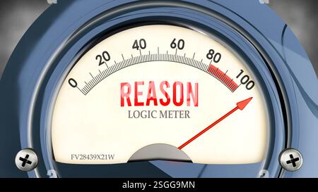 Reason and Logic Meter che sta raggiungendo una scala completa, mostrando un livello di motivazione molto elevato Foto Stock