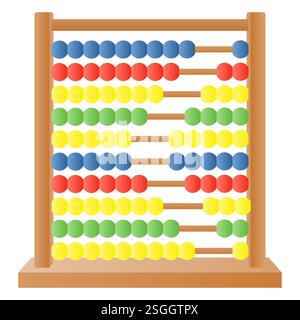 Wooden Abacus Mathematical Tools Vector. Strumenti di apprendimento Wooden Abacus Elements. Illustrazione Vettoriale