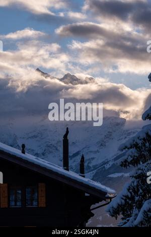 Stazione sciistica di Villars sur Ollon e località turistica nelle Alpi Vaudoise, Svizzera Foto Stock