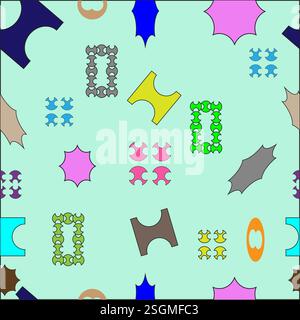 Una composizione di forme geometriche colorate che insieme formano un vivace motivo astratto. Foto Stock