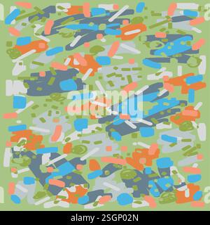 Doodle disegno a mano Pop Design, colori primari, Abstract Vibrant Line Illustration, Tablet notebook Sketch Illustrazione Vettoriale