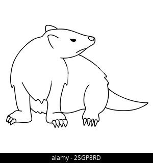 Badger Animal in stile cartoon doodle. Illustrazione vettoriale isolata su sfondo bianco. Illustrazione Vettoriale