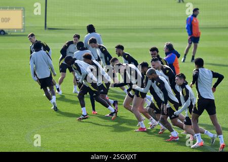 Torino, Italia. 10 febbraio 2025. Squadra della Juventus FC durante l'allenamento della Champions League 2024/2025 presso la JTC Continassa il 10 febbraio 2025 a Torino - ph Giuliano Marchisciano credito: Agenzia fotografica indipendente/Alamy Live News Foto Stock