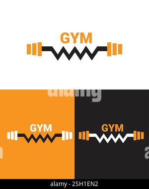 Palestra fitness Logo Design Vector, Barbell Logo Design Concept Illustrazione Vettoriale