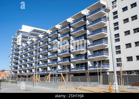 Nuovo complesso residenziale visto a Badalona, Spagna Foto Stock
