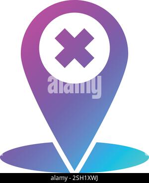 Illustrazione di progettazione dell'icona del vettore di posizione Annulla Illustrazione Vettoriale