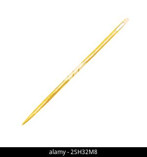 Clip ad acquerello con ago da cucito dorato metallico con texture dettagliata. Ideale per realizzare, ricamo, sartoria, progetti fai da te, progetti creativi Foto Stock