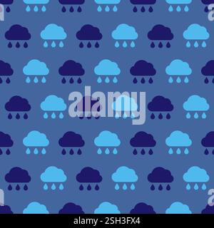 Nuvola piovosa. Motivo senza cuciture di nuvole piovose. Simbolo del maltempo. Illustrazione vettoriale. Illustrazione Vettoriale