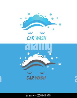 Design del logo Car Wash vettore concettuale, modello del logo Automotive Cleaning, illustrazione del vettore Illustrazione Vettoriale